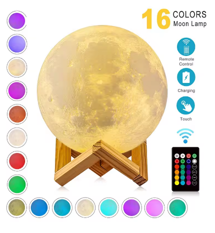 Lampada Lunare 3D Stampata - LED RGB 16 Colori con Telecomando