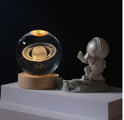 Lampada Galassia 3D in Cristallo - Luce Notturna LED Pianeti