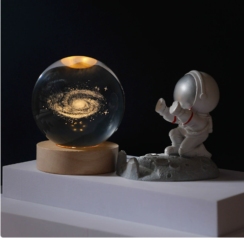 Lampada Galassia 3D in Cristallo - Luce Notturna LED Pianeti