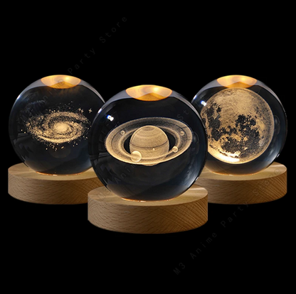 Lampada Galassia 3D in Cristallo - Luce Notturna LED Pianeti