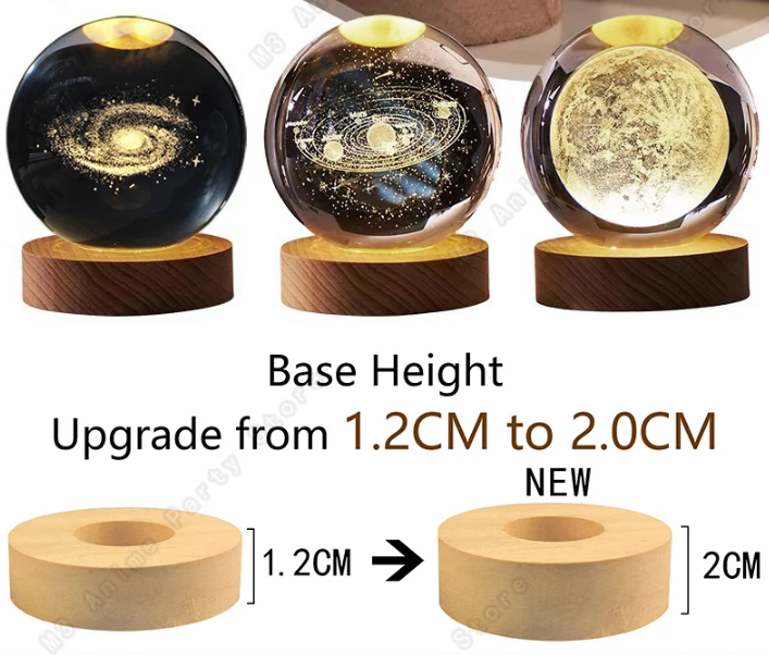 Lampada Galassia 3D in Cristallo - Luce Notturna LED Pianeti