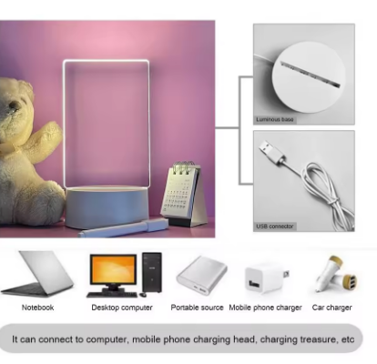 Lampada LED Bacheca Scrivibile - Luce Notturna Acrilica Personalizzabile